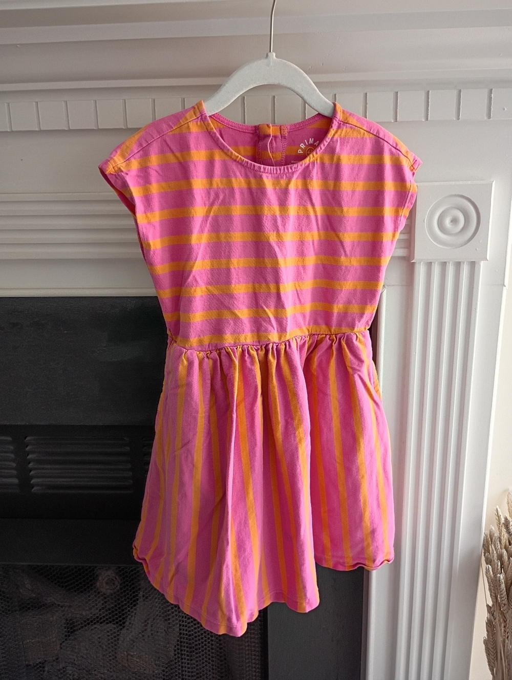 Primary 4-5 Bubblegum/Cantaloupe Stripe Backyard Dress